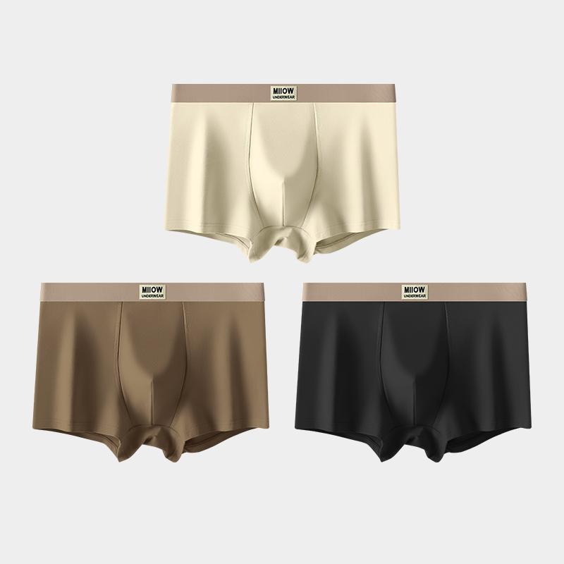 MiiOW 3Pcs Men's Underwear Graphene Antibacterial Underwear Soft and Comfortable Cotton Underwear Ice Silk Flat Corner Underwear L-5XL