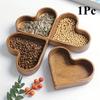 1pc Creative Heart Shaped Wood Tray - Stacked Walnut-Colored Tray, Serving Dried , , And Candy  Living Room And Dining Tables, Multipurpose Wood Tr