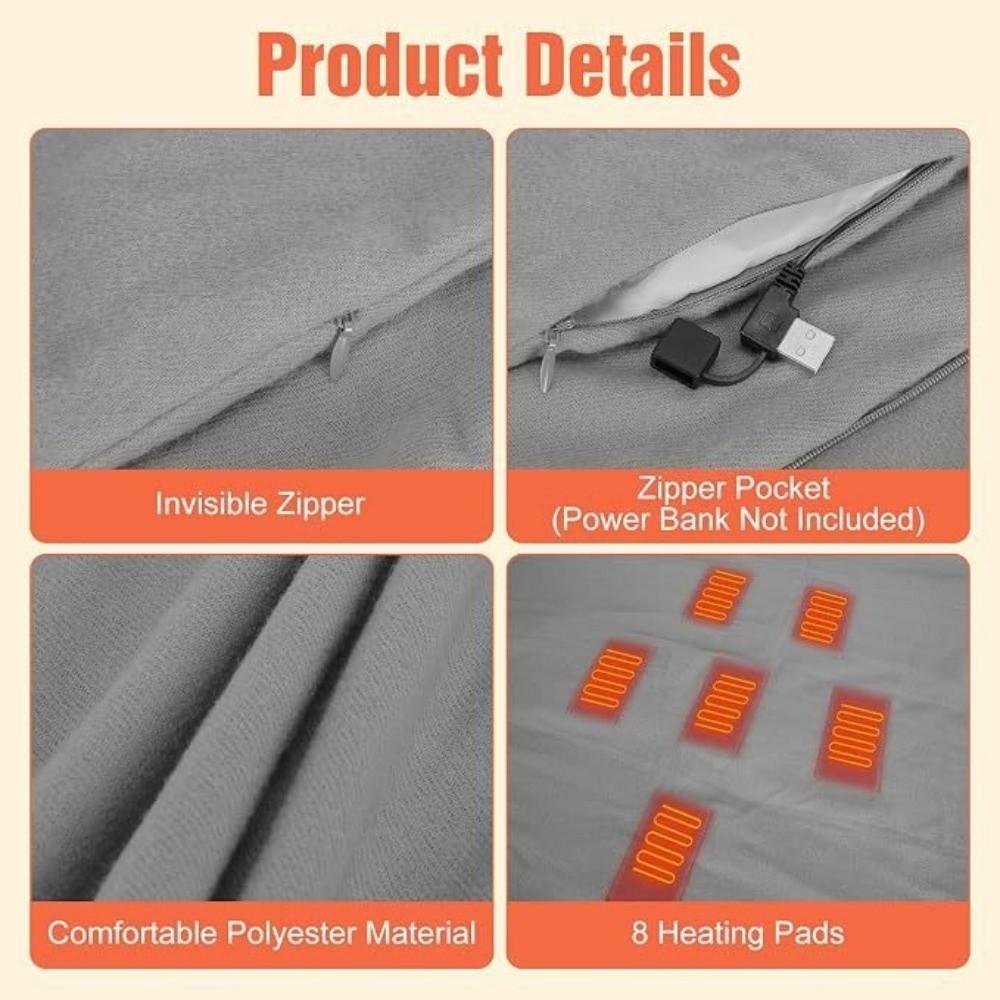 3 Heated Level USB Heating Shawl Portable Thermal Blankets Versatile Long Cape Style Shawl Indoor