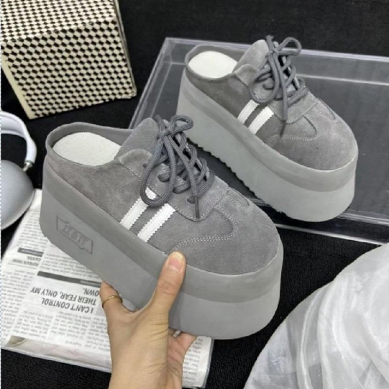 2025 Vår Ny Sommar Baotou drag dammode mångsidig höjdökning tjock sula avslappnad drag nisch hög känsla halv drag ins