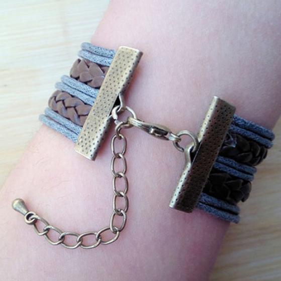 Herren Damen Stilvoll Infinity Liebe Pfote Anhänger Kunstleder Armband Schmuck