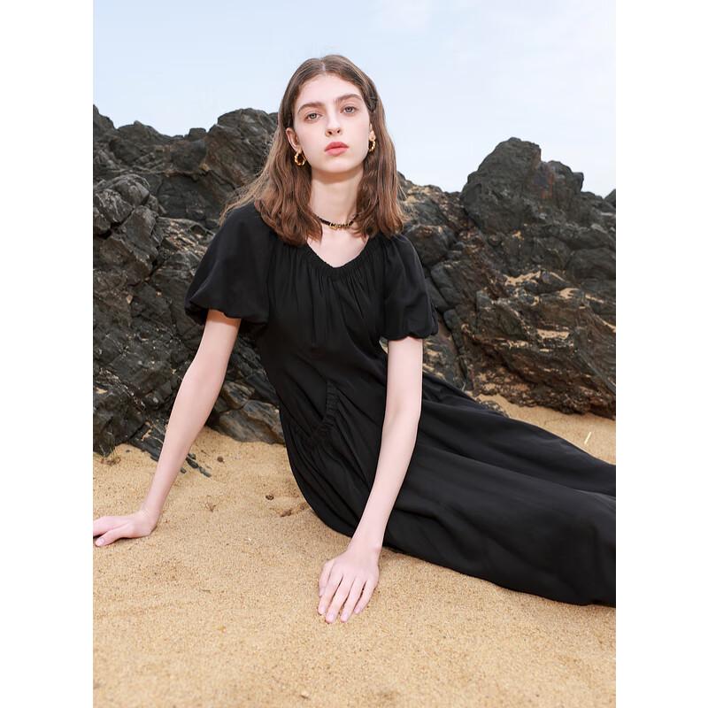 

Sancai 2025 Summer French Lyocell V-Neck A-Line Maxi Dress XL 170/92A