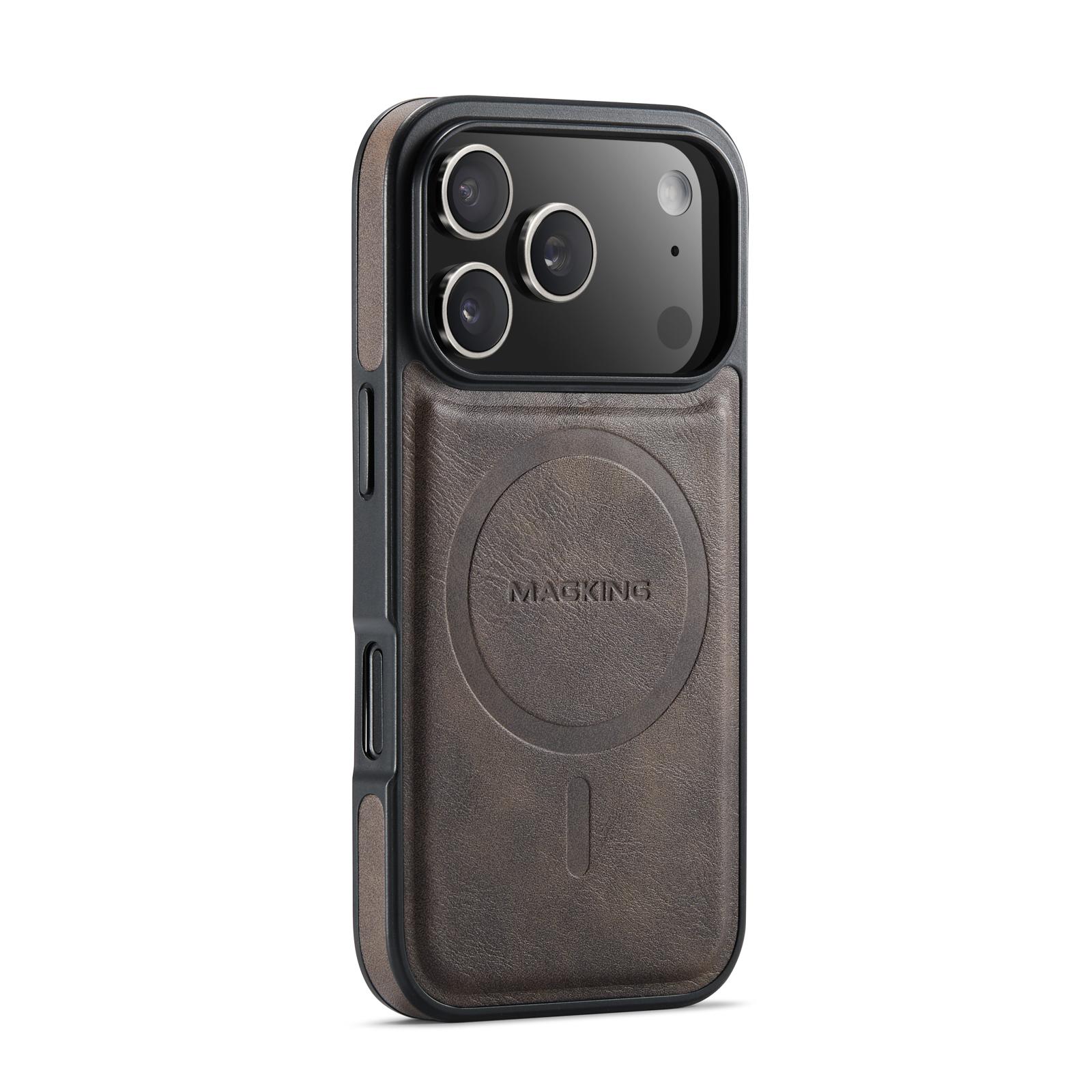 

Деловой чехол для телефона для iPhone 17 Pro Max 16E 17Air 16 Pro 15 Plus 14 13 12 Магнитный Авто Кожа+ТПУ+ПК Полная защита Чехол iPhone 15 кофейный