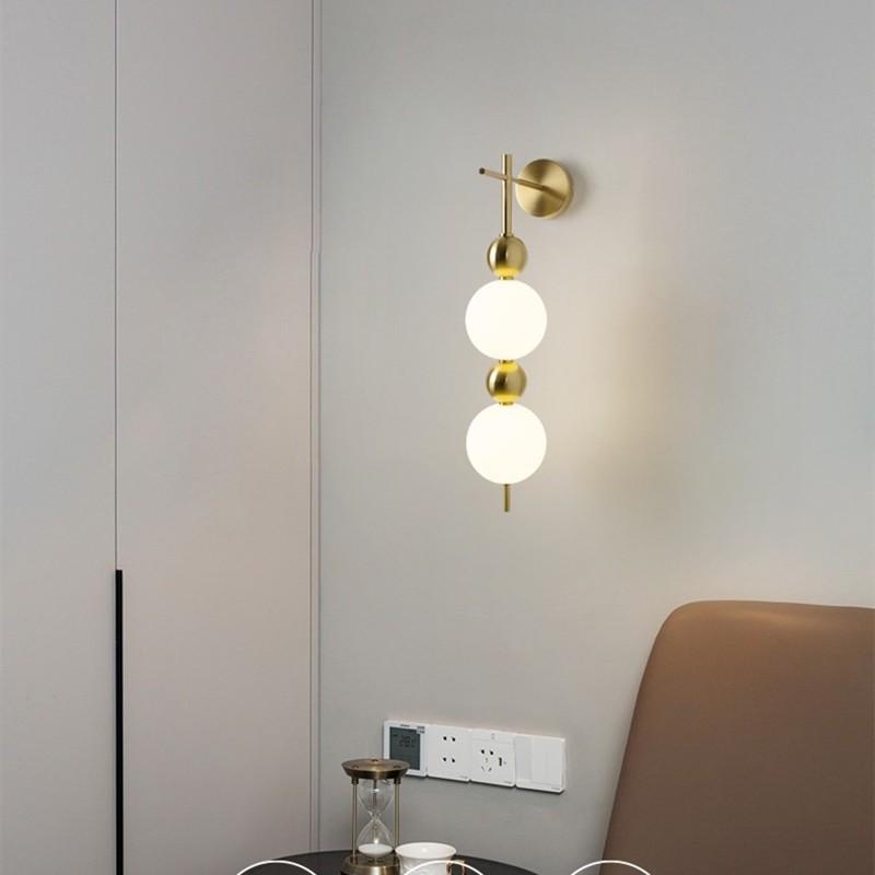 New Design LED Wall Lamp White Acrylic Ball Gold Metal Wall Lights For Bedrooom Parlor Aisle Corridor Lighting Fixtures Sconce