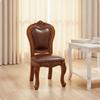 Scaun Tapitat în Stil European Stabil cu Ornamente cu Capse Robust pentru Sufragerie,