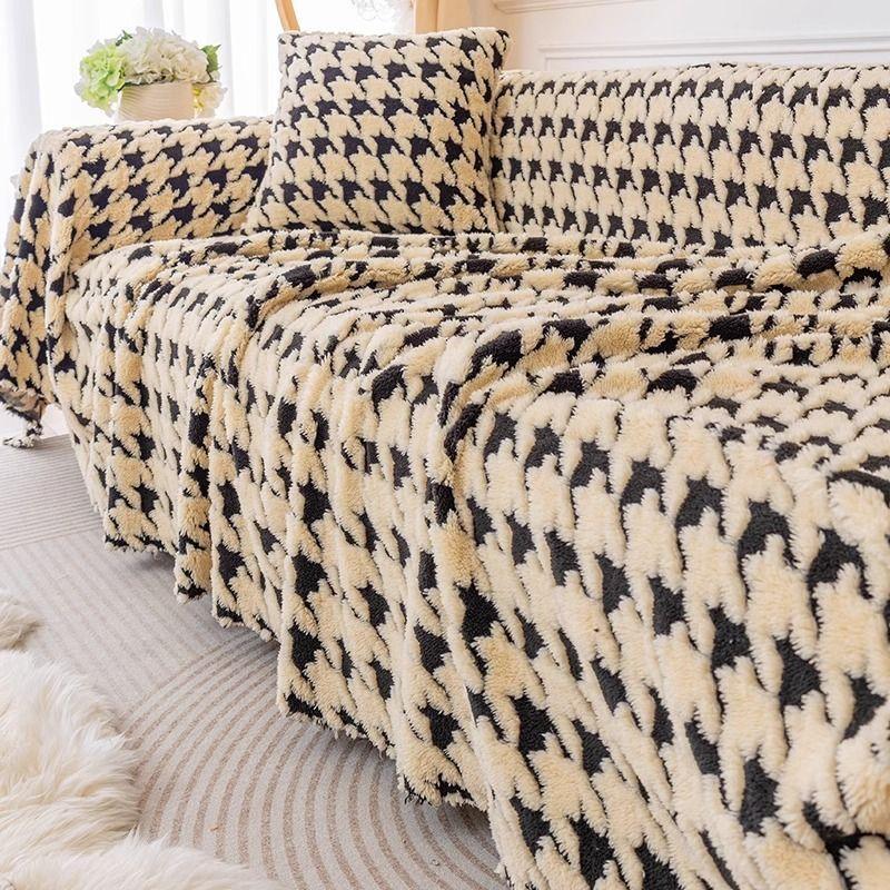 Prosop de canapea de pluș, anti-zgârieturi, cu o mie de păsări, catifelat, prietenos cu pielea.