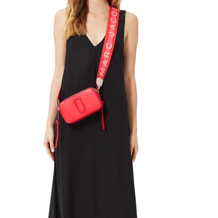 Marc Jacobs Snapshot Crosshatch Zip Closure Adjustable Woven Shoulder Strap Leather Crossbody Bag Women bags M0014538-937
