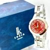 Used [With box/New Battery] SEIKO Lk Rukia Ladies Watch Red Cut Glass Day Date 5Y89-0A70 7N2699