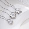 Simple Zircon Heart Star Water Drop Pendant Necklaces for Women Girls Fashion Accessories Stainless Steel Chain Jewelry Gifts