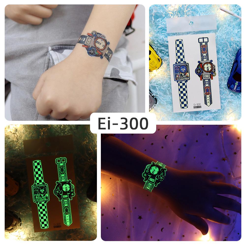 Rikalong Waterproof Luminous Cartoon Tattoo Stickers for Kids - Glow-in-the-Dark Watch Design