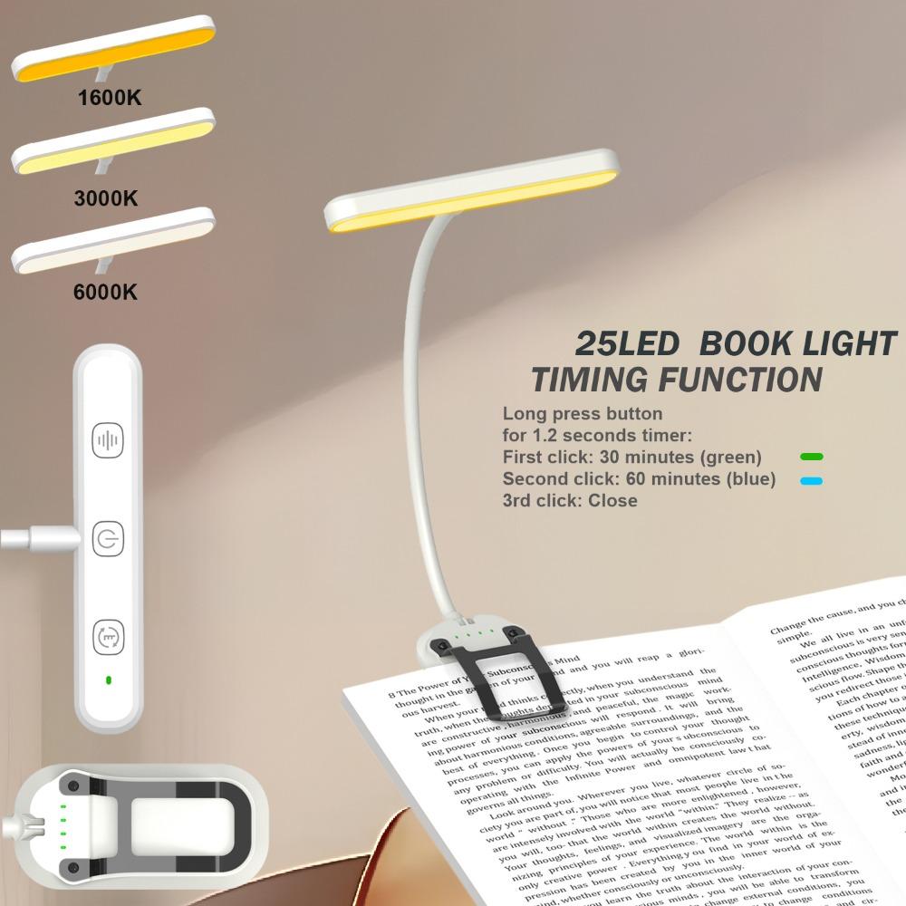 25 LED LED Reading Light 3 Colors Bookmark Lamp Portable Mini Book Light  Travel