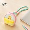 Cute Embroidery Key Holder Small Coin Purse, Macaron Style Mini Backpack Pendant with Lanyard, Lightweight Kids School Bag Pouch Double Zippered