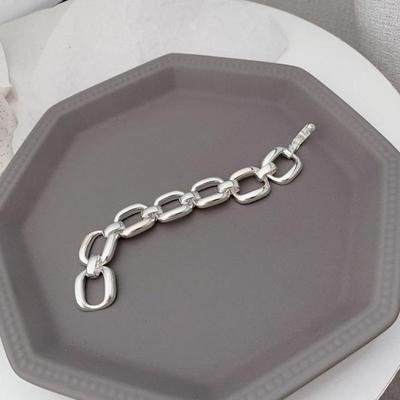925 Sterling Silver Bracelets for Women Trend Hip Hop Vintage Thick Chain Creative Hollow Geometric Design Party Jewelry