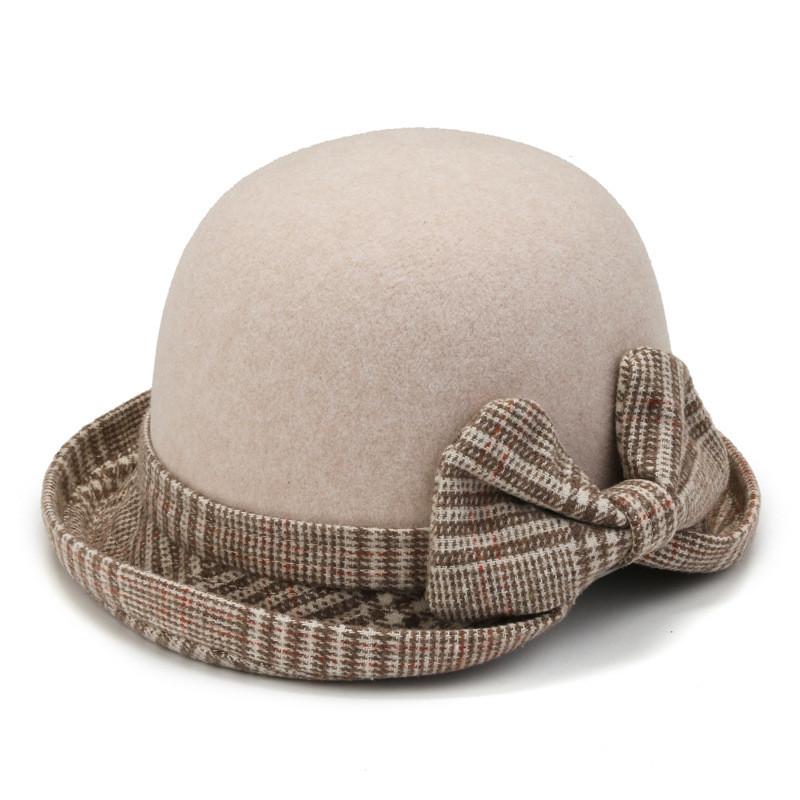 

Elegant Bow Wool Hat For Women Winter Fashion Warmth And Windproof Comfort бежевий