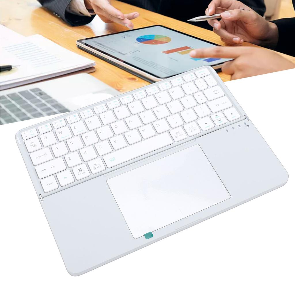   Keyboard with Touchpad Multifunctional Quiet Typing Rechargeable Foldable 64 Key Keyboard for Laptop Tablet
