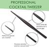 Tongs and Tweezers - 12"/30cm Long Food Tongs, Straight Serrated Forceps, Cocktail Tweezers, Bar Tools, Gold