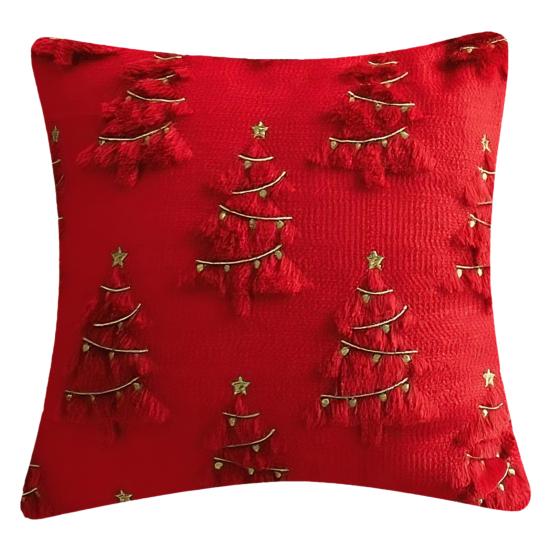 Christmas Pillowcase 3D Embroidery Tree Pattern Winter Holiday Throw Pillow Cushion Cover Festive Home Decor