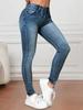 European & American Cross-Border Mid-Waist Washed Stretch Butt-Lifting Women's Skinny Jeans