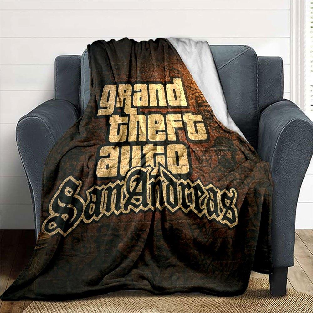 1pc Grand Theft Auto Soft Flannel Blanket with Designer Print A Cozy Blanket for All Seasons, Perfect for the Couch, Bed, Office