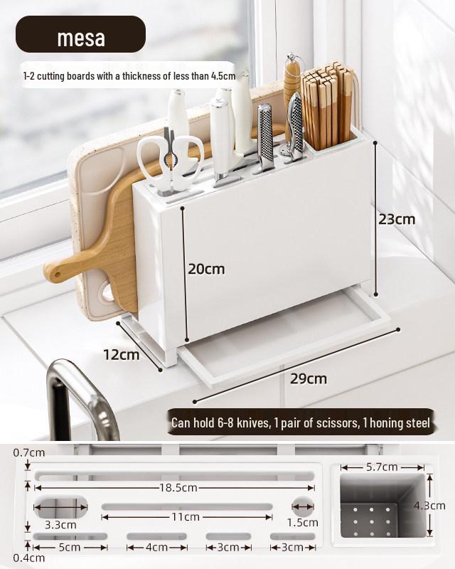 Yushi Jia 2025 Multifunctional Knife & Chopping Board Holder - Integrated Kitchen Storage Organizer