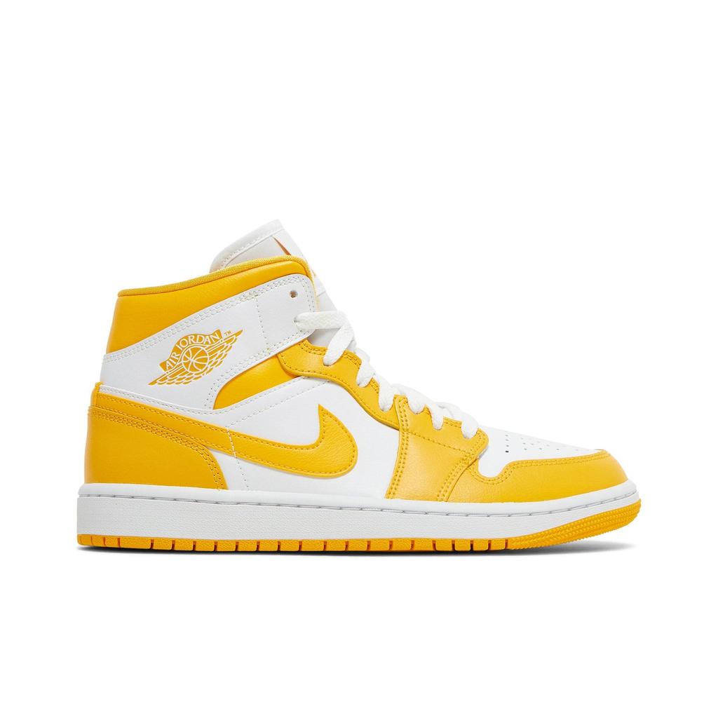 Womens Air Jordan 1 Mid 'University Gold' (women's sizes) White / White / University Gold Vintage Basketball Shoes BQ6472 117