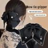 Elegant Retro Satin Bow Hair Clip for Women - Perfect for Low Ponytails and Head Ornaments