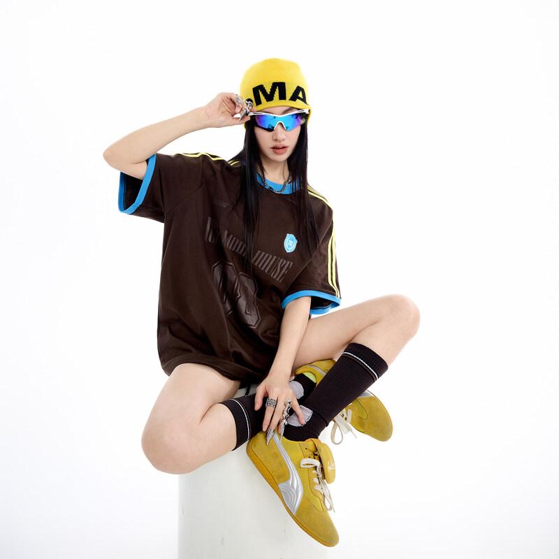 ICH MODE Women s Colorblock Sporty Short Sleeve T-shirt S кофейный колорблок