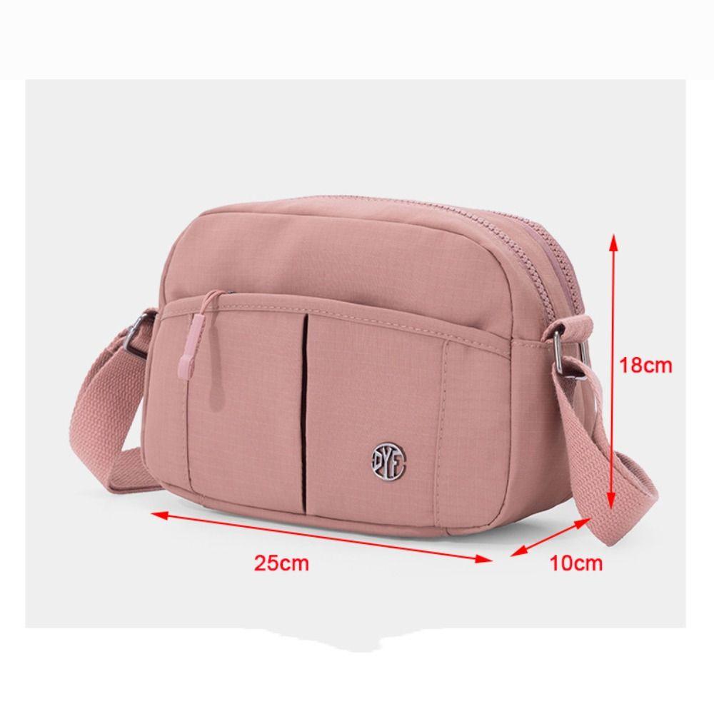 Casual Solid Color Travel Shoulder Bag Large Capacity Nylon Crossbody Bag Multi-pocket Lightweight Messenger Bag