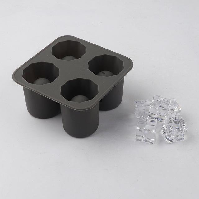 4 Bardak Şeklinde Silikon Buz Küpü Kalıp Tepsisi Shot Bardağı Yaz Bar Partisi Dondurulmuş Viski Bira Kokteyl Soğuk İçme Mutfak Aleti