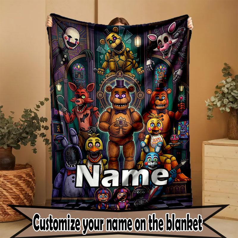 Custom Name Personalized Five Nights at Freddy's Print Blanket, Home Decor, Bedroom, Sofa, Camping, Couch, Gifts for Birthday Christmas