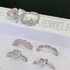 Pink Zircon Series Open Ring Cross French High-End Light Luxury Niche Design Sweet Cool Wind Ring Female Tide