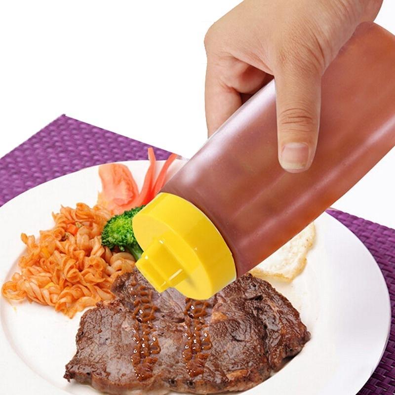 300m l4-Hole Plastic Salad Ketchup Mustard Kitchen Accessories Dressing Squeeze Bottle Condiment Di