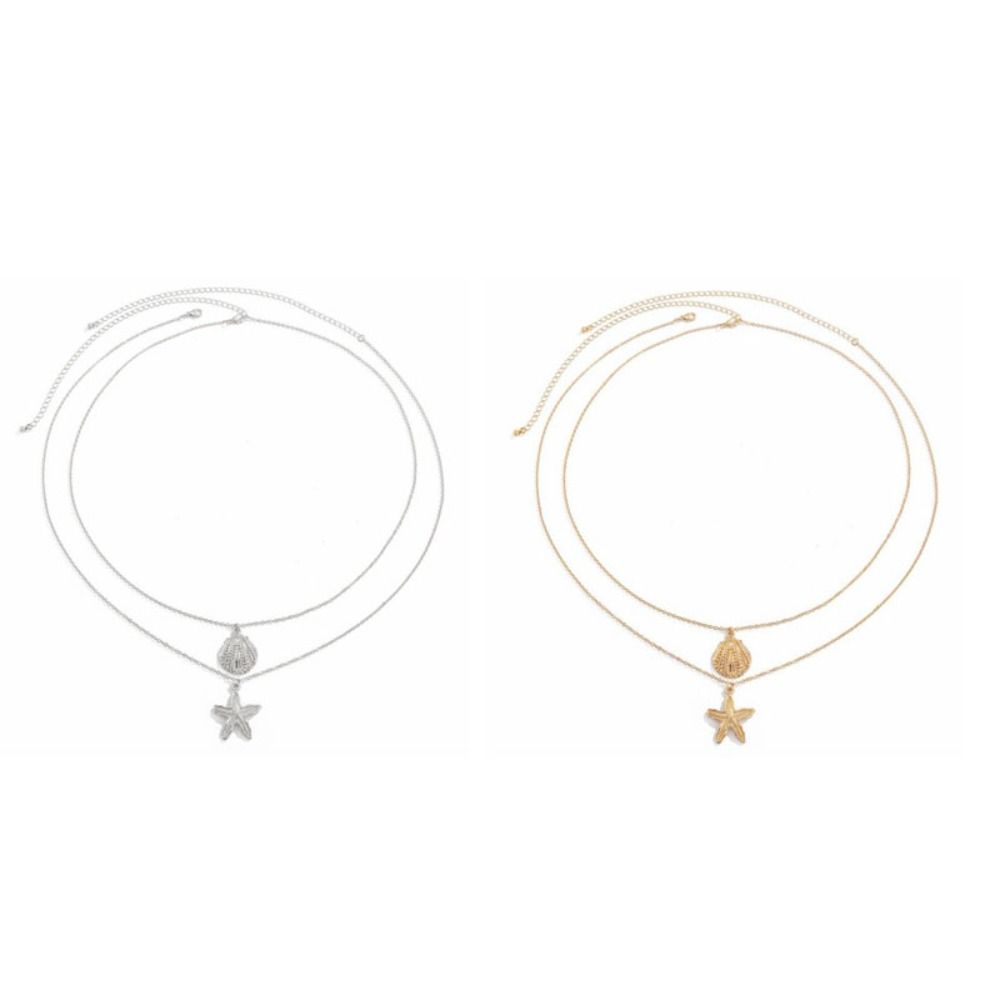 2 Stück/Set Muschel Seestern Taillenkette Anhänger Körperkette Schmuck Bikini Bauchkette Sommer