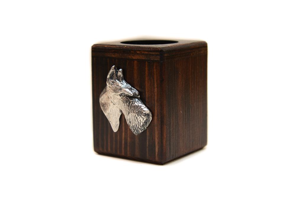 Scottish terrier, Aberdeen Terrier - wooden candle holder with a dog, a unique souvenir after losing a dog, a handicraft from the Art-Dog brand