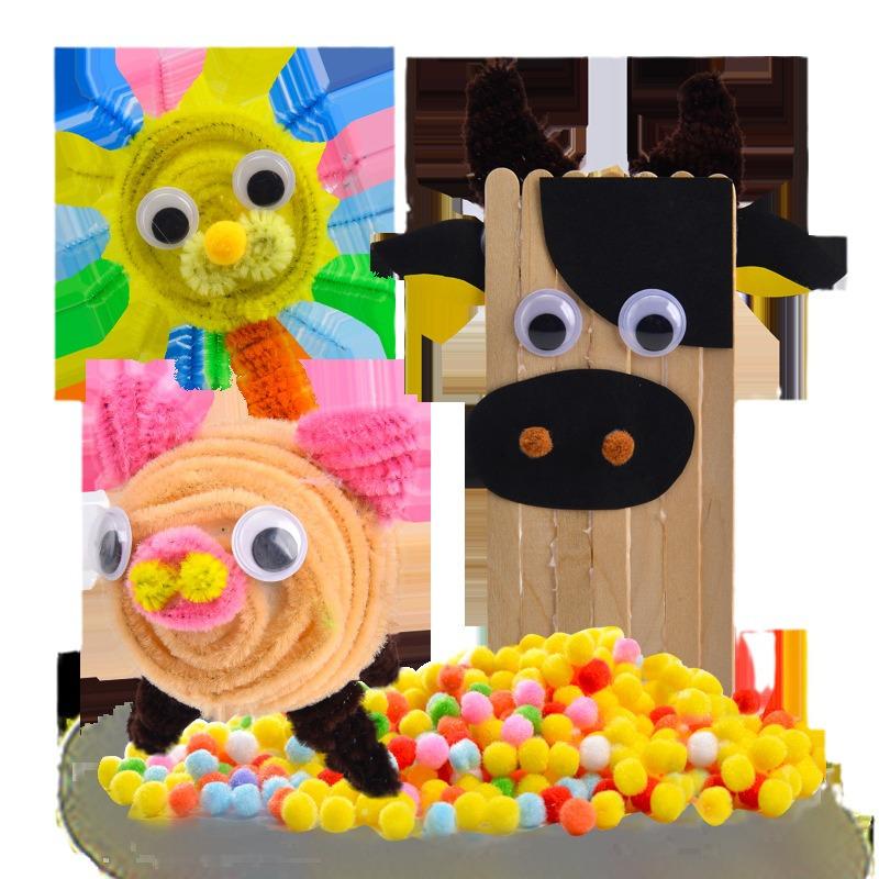 International Kindergarten DIY Kit: Chenille Stems, Pompoms & Non-Woven Fabric for Handmade Art Projects