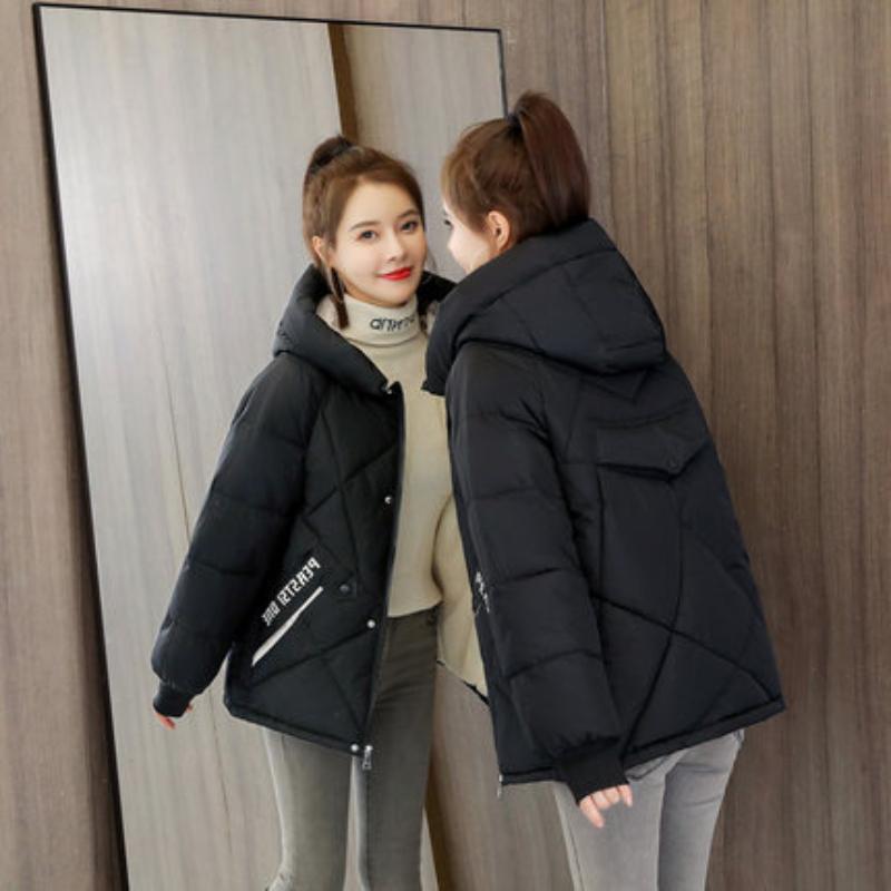 Novo inverno feminino parka gola alta casaco com capuz solto quente engrossar casaco de algodão para baixo jaqueta casual feminina casaco básico