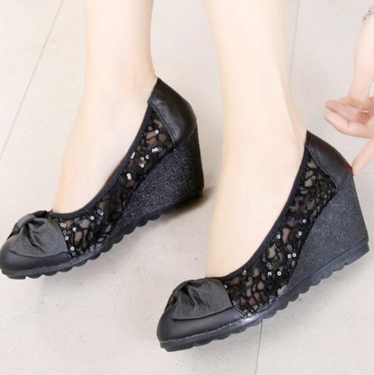 

Кожаные женские туфли-клинья с круглым носком, слипоны, женские туфли-лодочки для вечеринки, дышащие, удобные, для работы 8