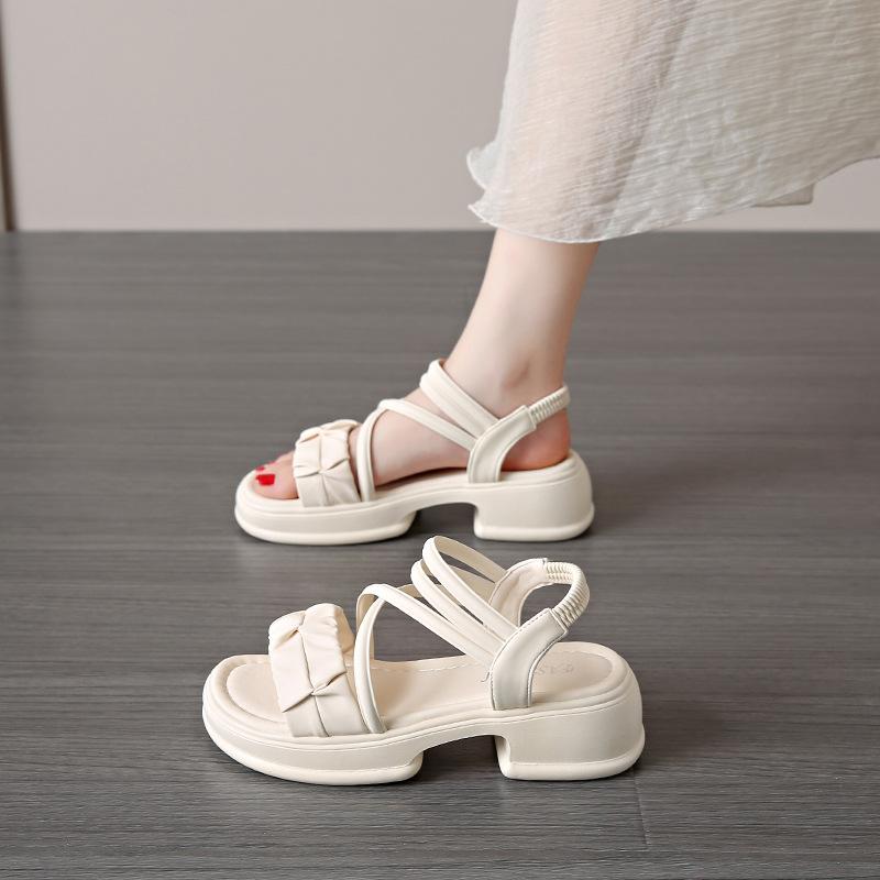 Premium Feeling with Skirt Sandals Women's Summer New Platform Mid-heeled Beach Shoes