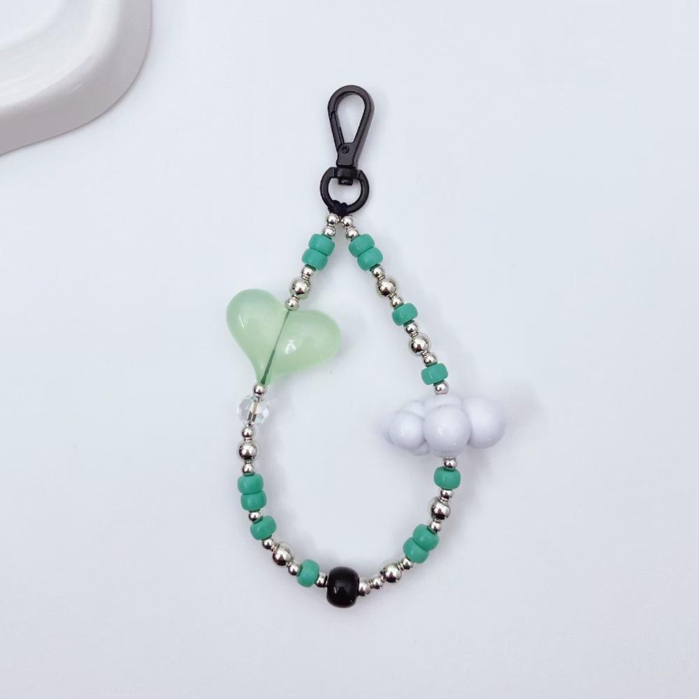 ins wind CCB love advanced sense handmade beaded anti-lost hand carry pendant short mobile phone chain