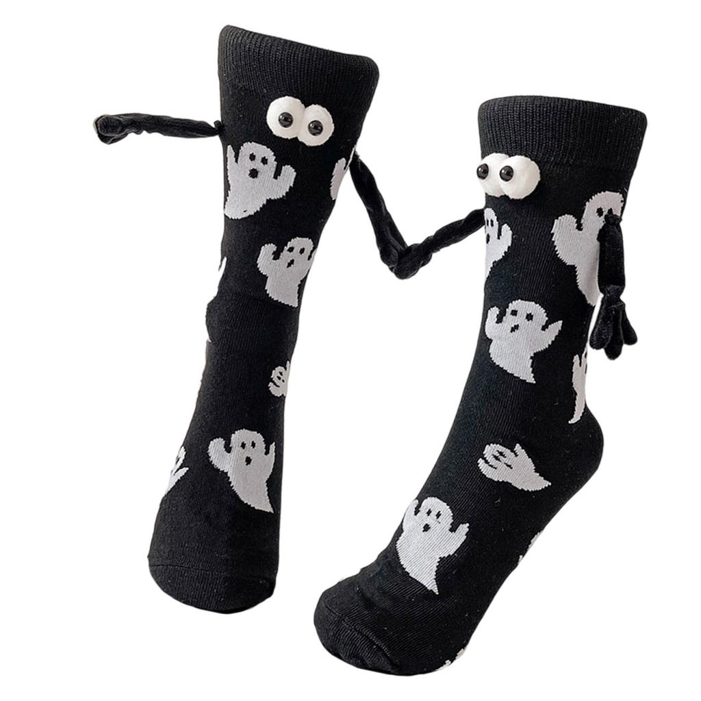 Interactive Halloween Friendship Socks Magnetic Closure Design Neutral Style Soft Polyester Costume Socks