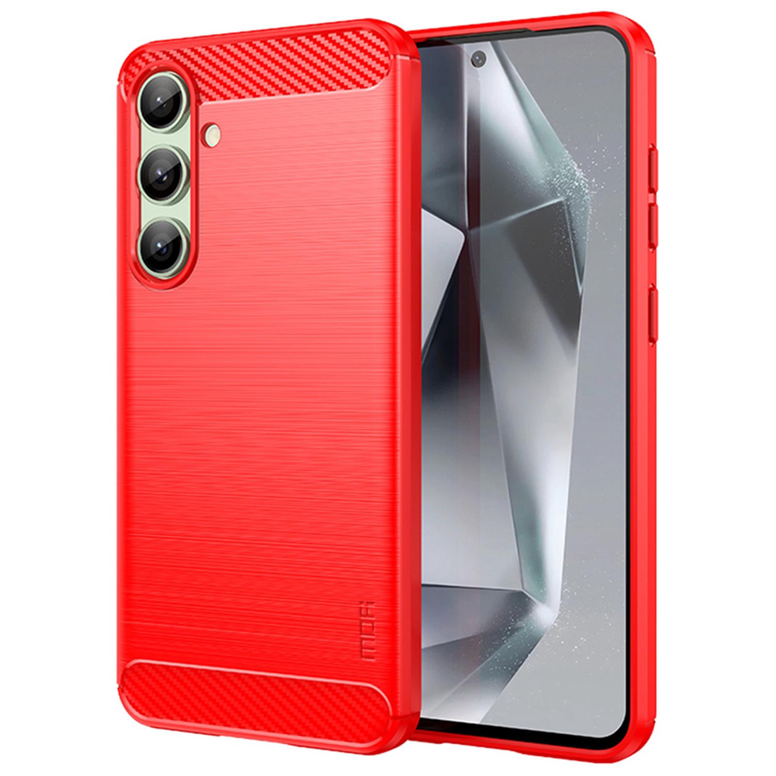

MOFI JK TPU Series-1 For Samsung Galaxy S24 FE TPU Case Carbon Fiber Texture Phone Cover Red