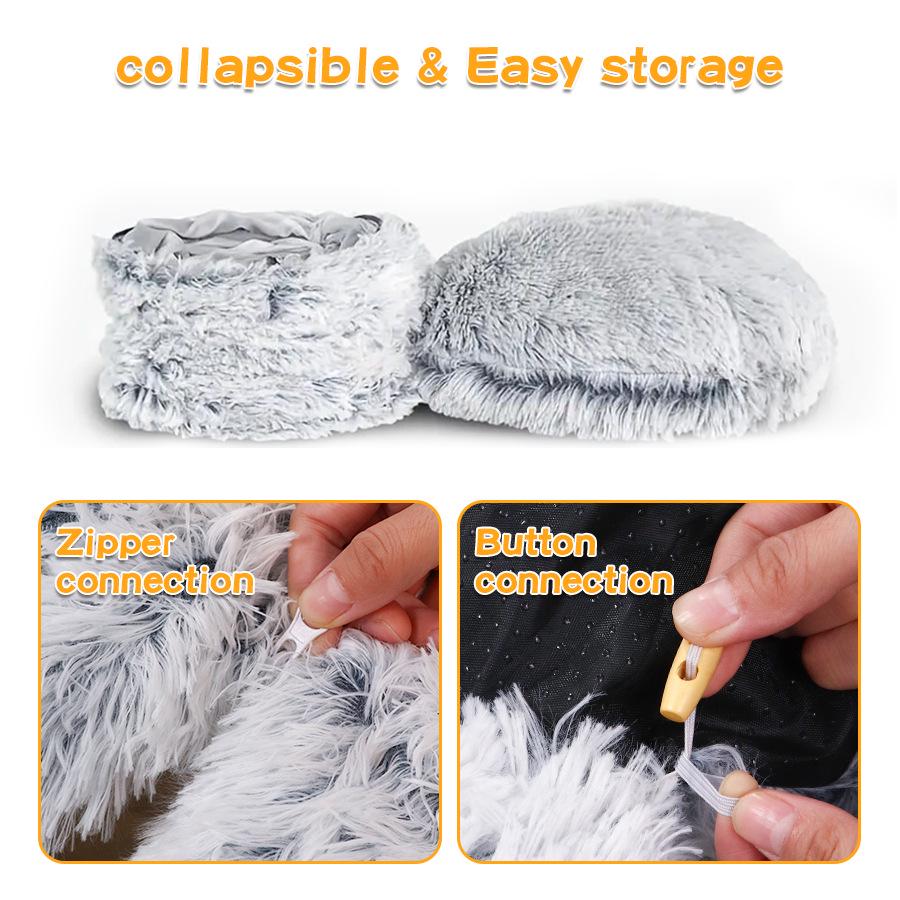 Plush Winter Cat Tunnel Bed - Warm, Foldable Pet Nest