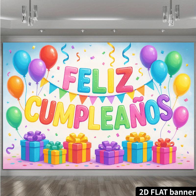 2D Flat Surface 1 Piece of Colorful Spanish Birthday Background Fabric Suitable for Gifts and Scene Decoration