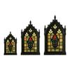 Antique Styles Wood Arched Cathedral Window Frame Wall Hanging Ornament Sculpture Wall Decors for Classical Interior