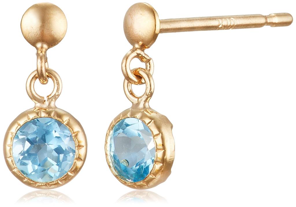ESTELLE November Birthstone Blue Topaz 10K Yellow Gold Earrings (0222-7802-0019-0000)