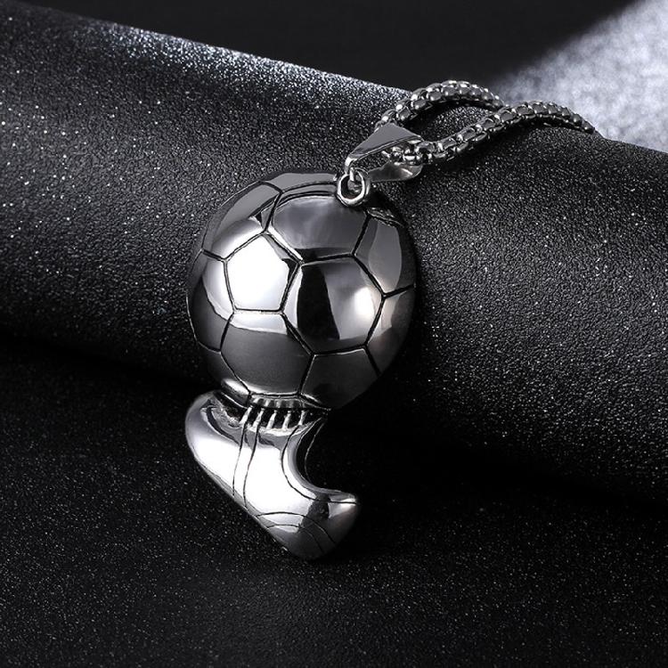Silver Gold Round Soccer Ball Pendant Necklace Sport Jewelry Stainless Steel