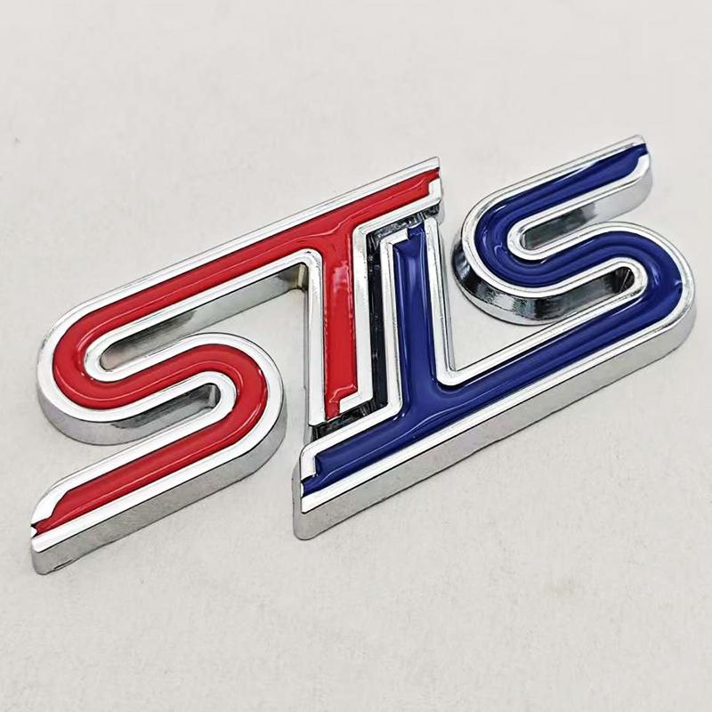 XXUI3 3D Metal Styling ST Logo Car Front Grille Badge Rear Trunk Emblem For Ford Focus Edge Explorer Mondeo Fiesta Escape Accessories