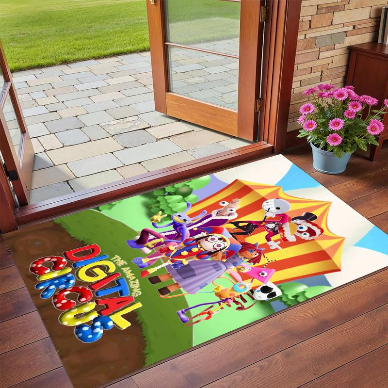 Anti‑Slip Crystal Velvet Floor Rug, The Amazing Digital Circus Design Carpet for Indoor Living Bedroom Home Decoration