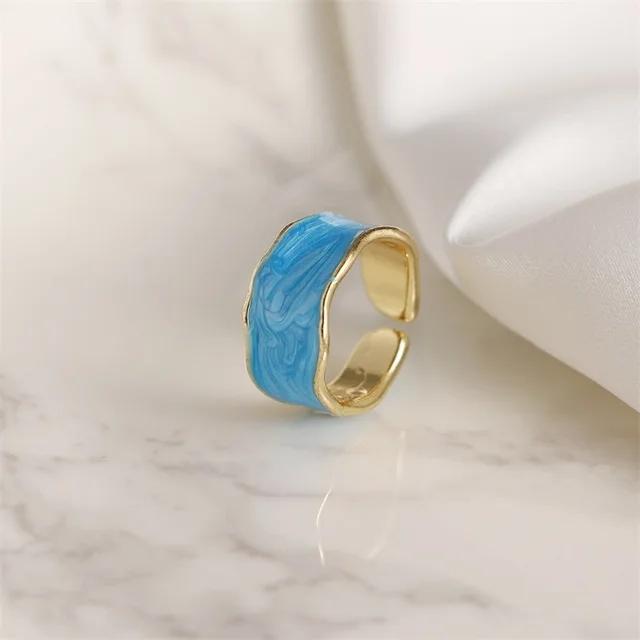 Punk Colorful Enamel Round Metal Ring for Women Fashion Geometric Twist Open Adjustable Rings Wholesale Jewelry Gifts