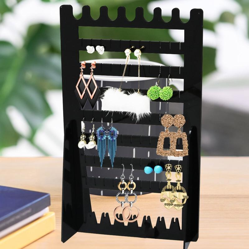 Black Earrings Organizer 7-Layered Ear Stud Necklace Holder Jewelry Display Stands Hanging Jewelry Rack for Necklaces